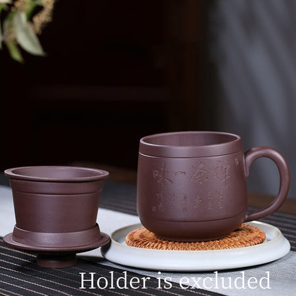 Tea Cup With Lid Infuser Cup True Yixing Zisha Purple Clay Mug Personalization
