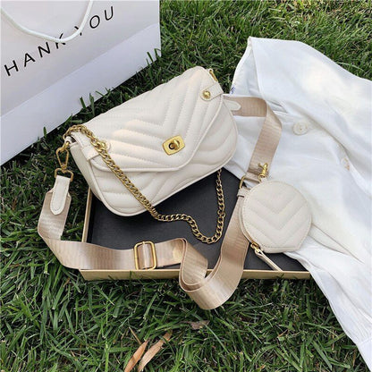 Small Synthetic Leather 2 PCS/SET Shoulder Bag Handbag Crossbody Purse 20*15*7CM