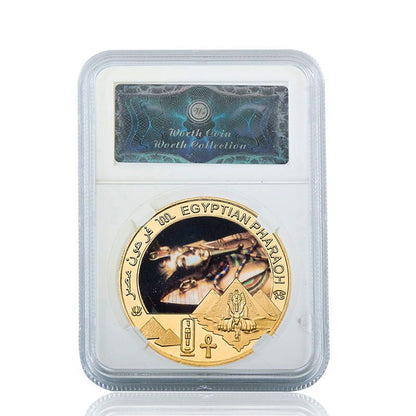 Commemorative Challenge Coins Egyptian Pharaoh Gold Plated Craft Souvenir 1.57in
