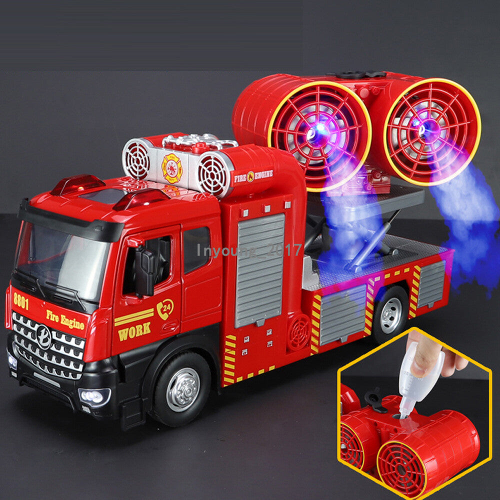 1:18 Smoke Exhaust Fire Truck Model Toy Car Diecast Toy Vehicle Fire Engine Toys