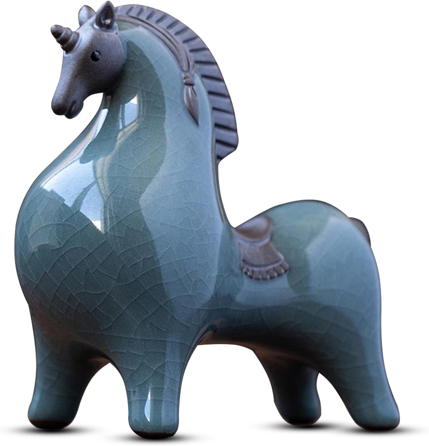 Porcelain Horse Ceramic Statue Sculpture Figurine Chinese Oriental Home Decor
