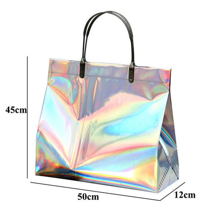 New Thick Handbag Waterproof Storage Bag Casual Laser Tote Shopping Bag ⊹ ⊰