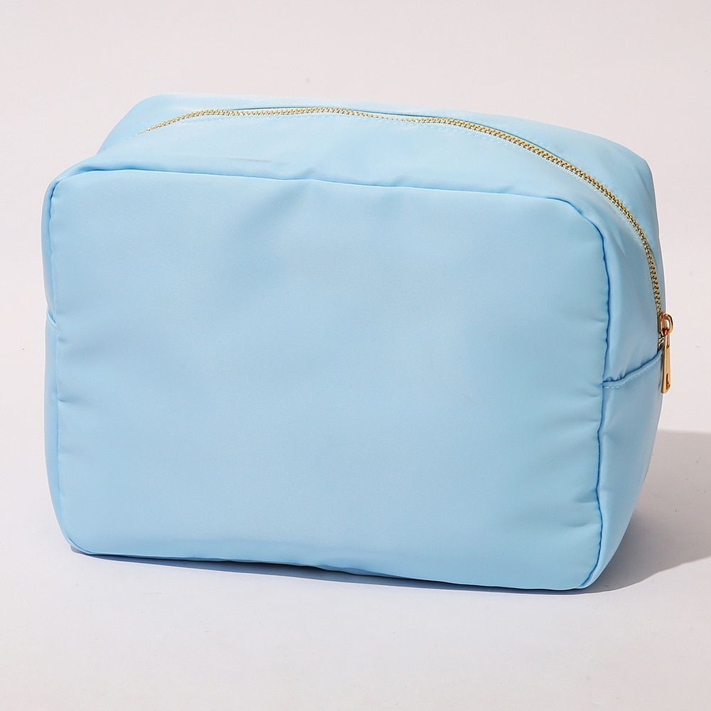 Waterproof Nylon Pouch Cosmetic Bag Letters Patch Makeup Bag Big Toiletry Purse
