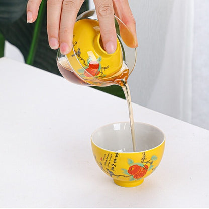 Portable Tea Set Porcelain Teacup Glass Gaiwan Vehicle Travel Teasets Tureen Lid