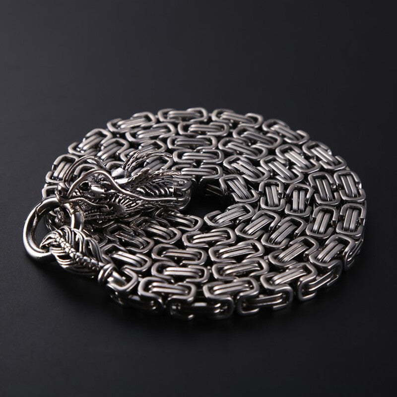 Men Stainless Steel Bracelet Self-defense Survival Dragon Necklace Chain