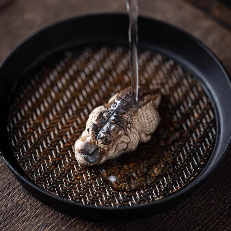 Cute Crocodile Tea Pet Handmade Tea Play Desktop Decoration Resin Ornaments