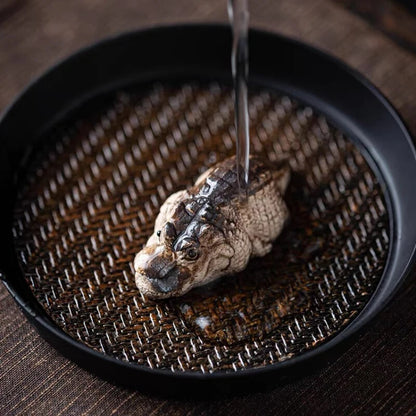 Cute Crocodile Tea Pet Handmade Tea Play Desktop Decoration Resin Ornaments
