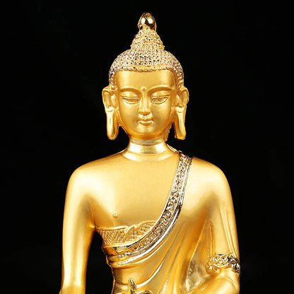 14cm Gold Pating Alloy Metal Medicine Pharmacist Tibetan Buddhist Buddha Statue