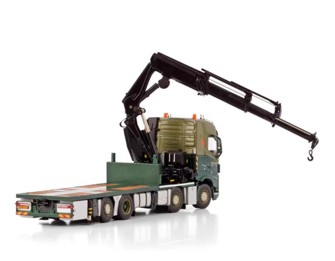 1:50 WSI VOLVO FH5 8X2 TAG AXLE RIGID FLATBED TRUCK Crane Machine Diecast Model