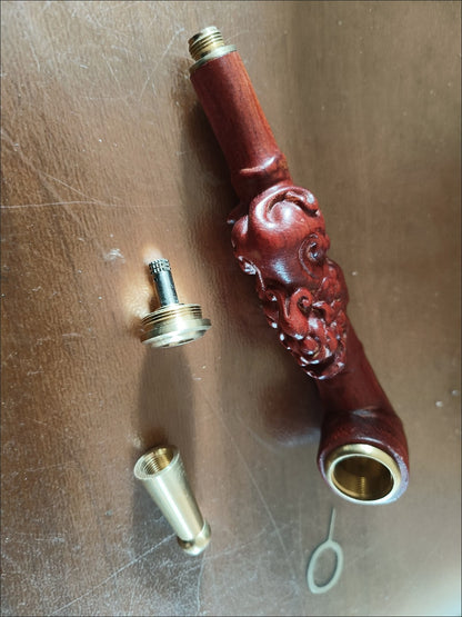 Red Sandalwood Pixiu Smoking Pipe Washable Filter Tobacco Pipe Men's Gift