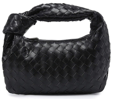 Woven Handbag, Knotted Clutch Bag for Women Soft Leather Hobo Bag Fashion Mini C