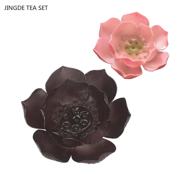 Chinese Ceramic Color Changing Tea Pet Accessories Flower Model Sculpture