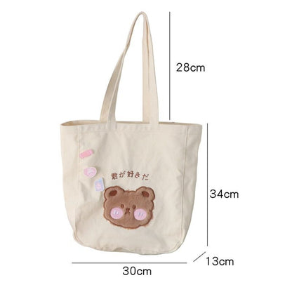 Cartoon Shoulder Bag Canvas Large Shopper Bag Fashion Casual Book Pouch 30*13*34