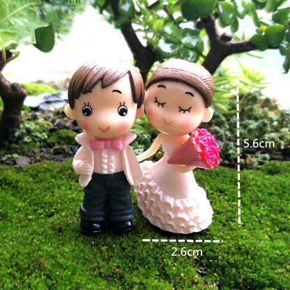 Romantic Wedding Landscaping Ornaments 1pair Moss Micro Landscape Bouquet Couple