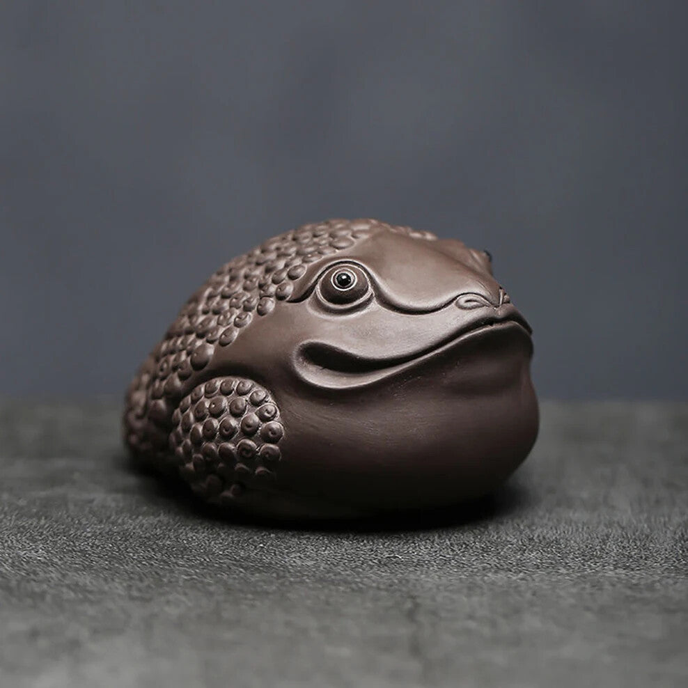 8.8cm Purple Clay Tea Pet Lucky Golden Toad Ornaments Tea Set Tea Ceremony