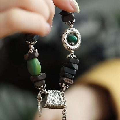 Agarwood Silver Axe Bracelet New Chinese Vintage Elastic Ethnic Bracelet