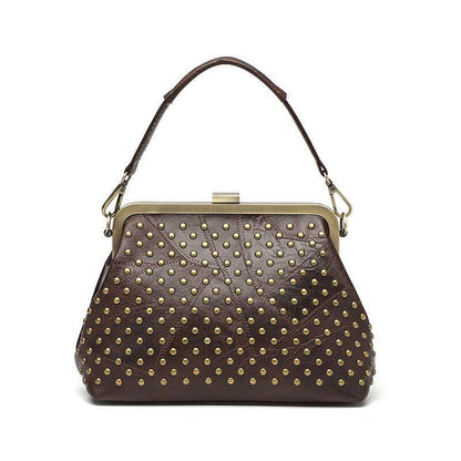 Vintage Rivet Handbag Crossbody Purse Synthetic Leather Shoulder Bag 24*10*18 CM