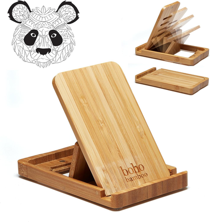 Wooden Adjustable Phone Stand Made from Eco Friendly Bamboo Desktop Organizer