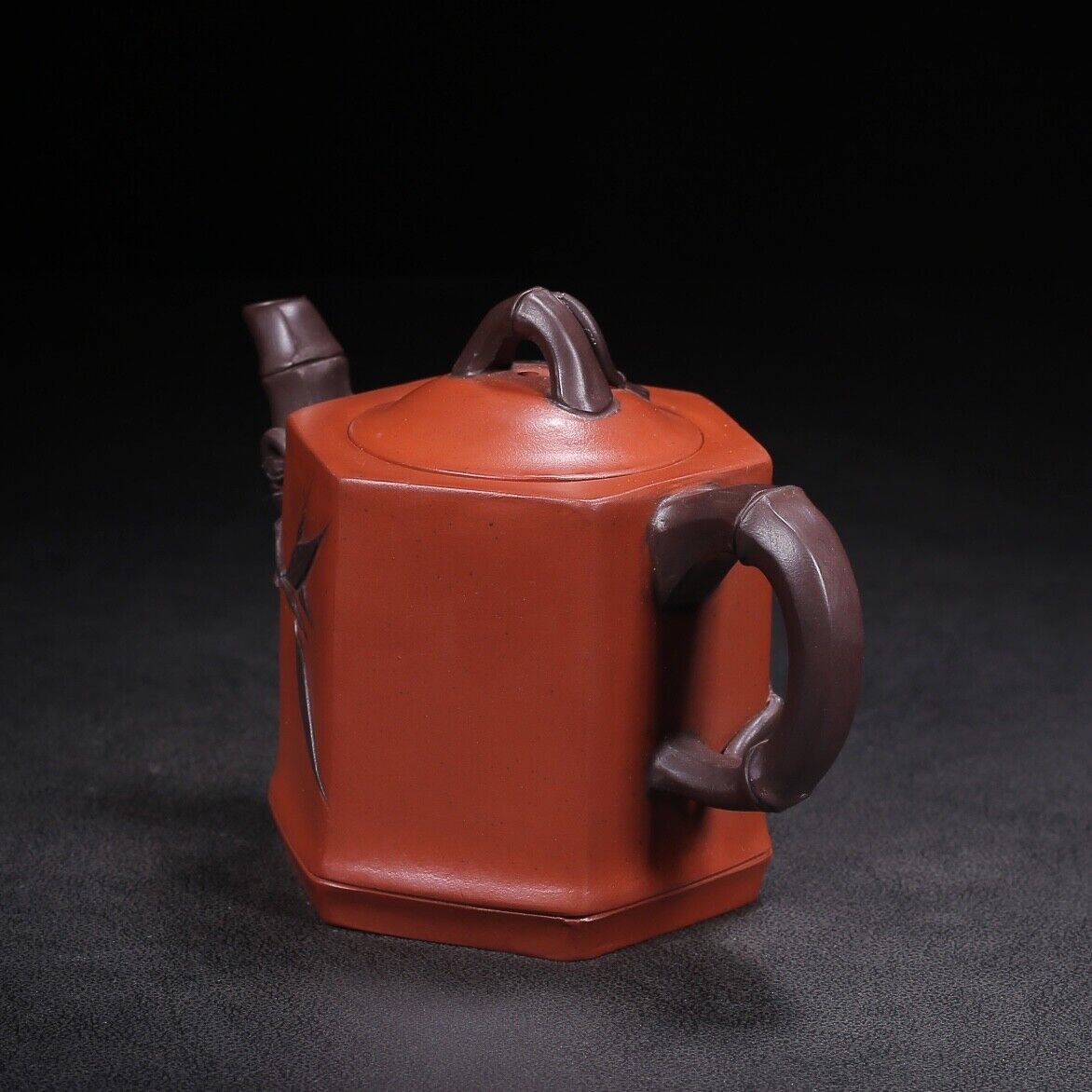 Chinese Yixing Zisha Clay Handmade Exquisite Teapot （六方竹韵 底款：魏援良）