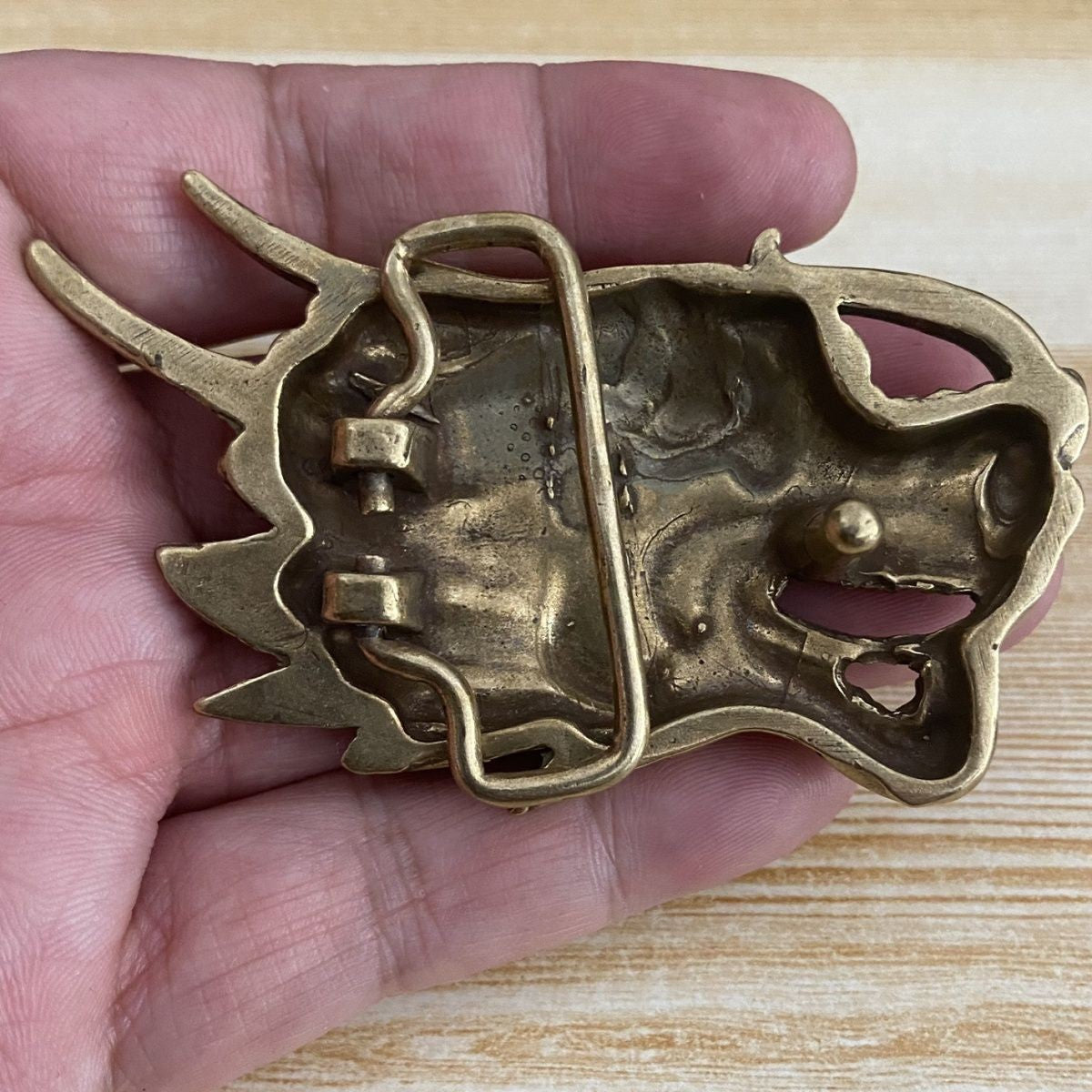 Pure Copper Retro Dragon Head Belt Buckle 36mm Inner Width Fit 34-35mm Belt