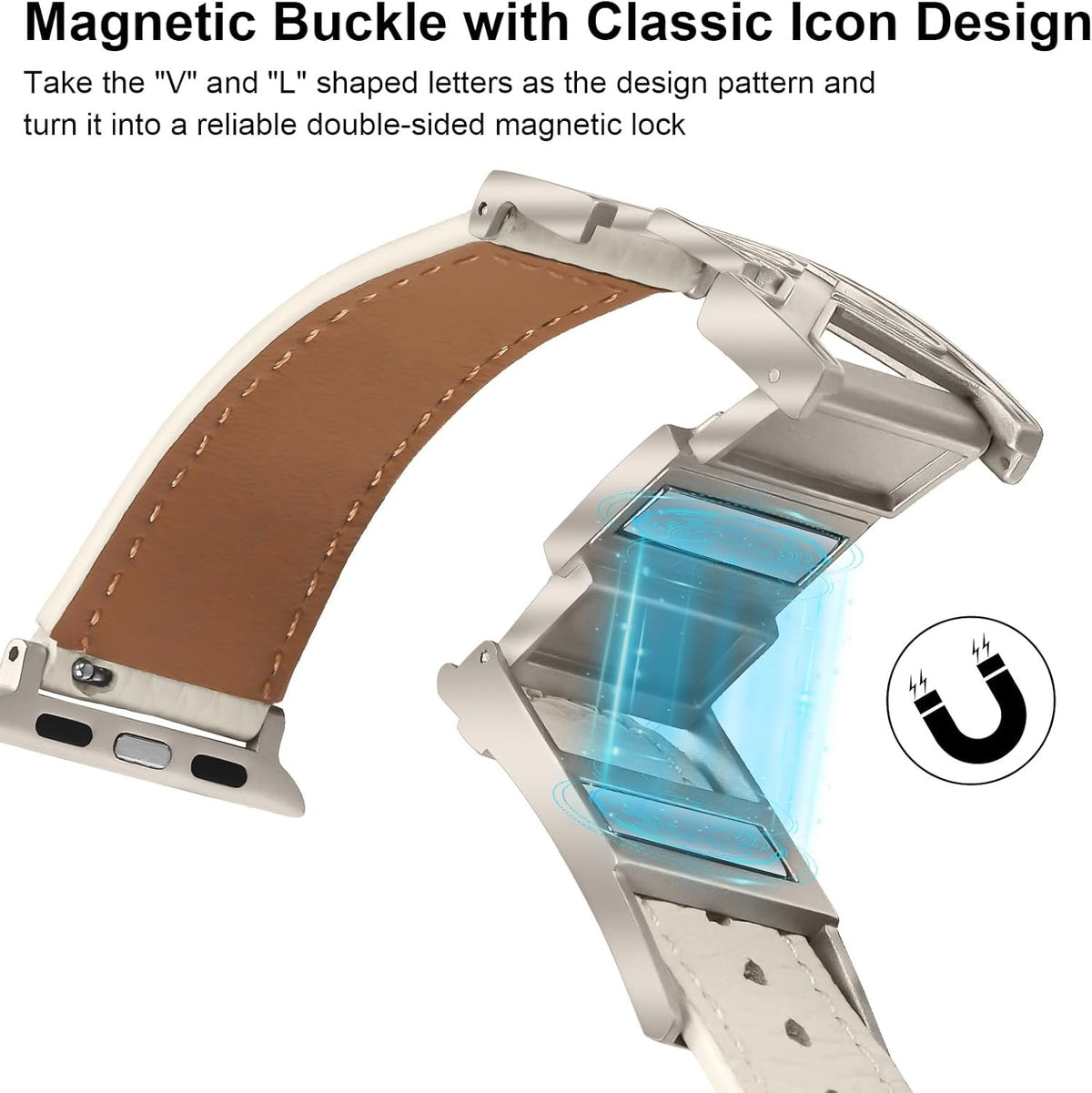 Leather Magnetic Band Compatible with Apple Watch Bands 38Mm 40Mm 41Mm 42Mm 44Mm