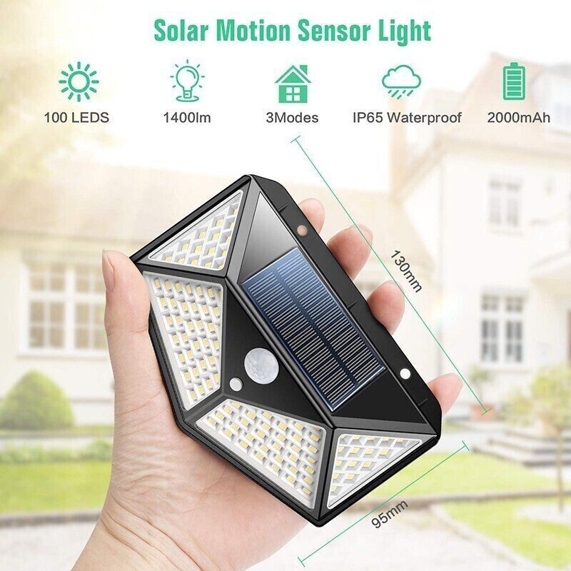 Lampara Foco Led de Seguridad Para Exteriores Detecta Movimiento Luz de 100 LED