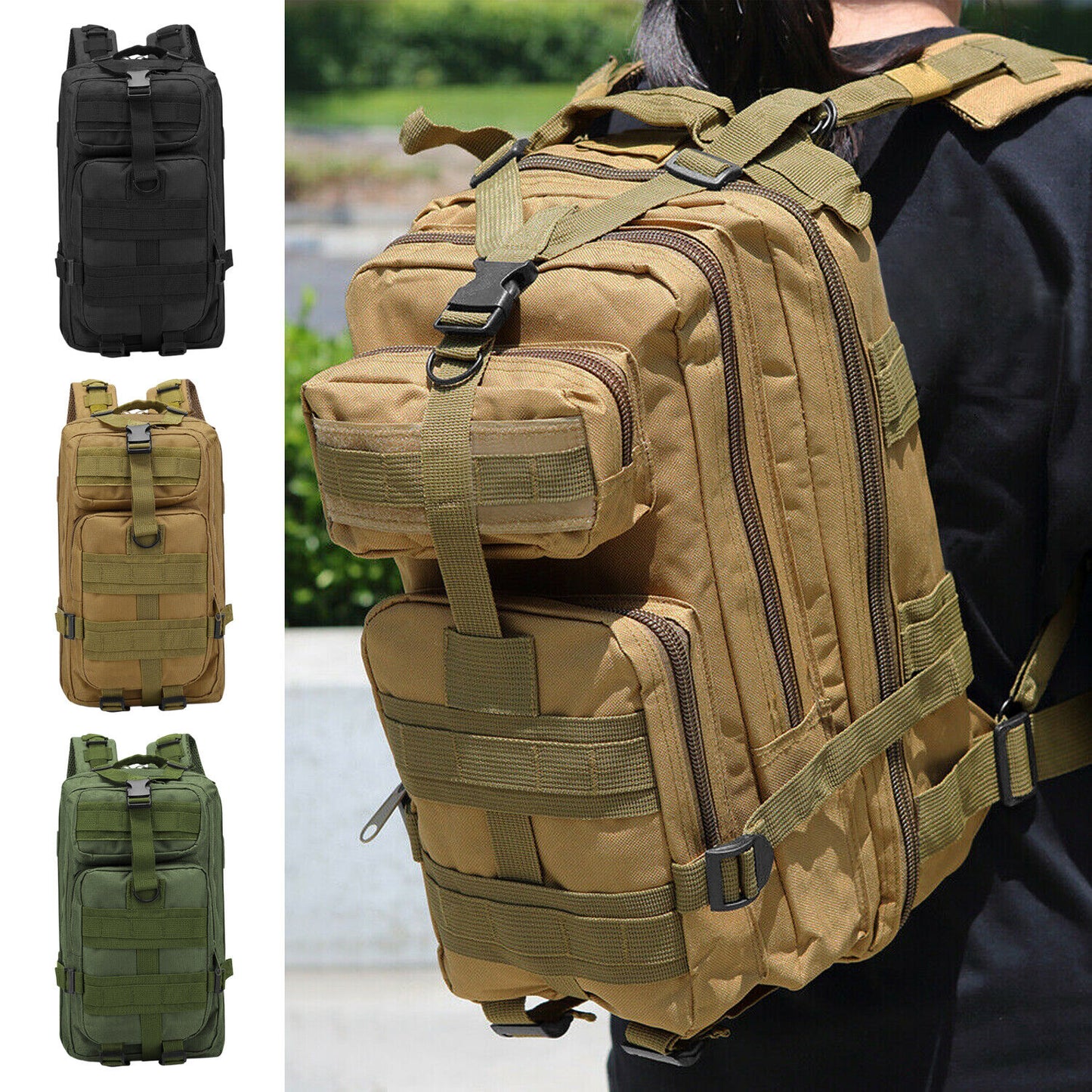 30L Military Tactical Backpack Large Army 3 Day Assault Pack Molle Bag Rucksack