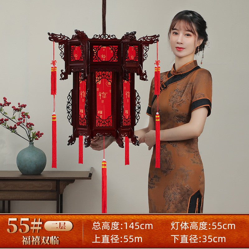 Palace Lantern Carved Wooden Chinese Lantern Balcony Red Outdoor Decoracion