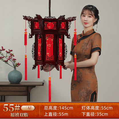 Palace Lantern Carved Wooden Chinese Lantern Balcony Red Outdoor Decoracion