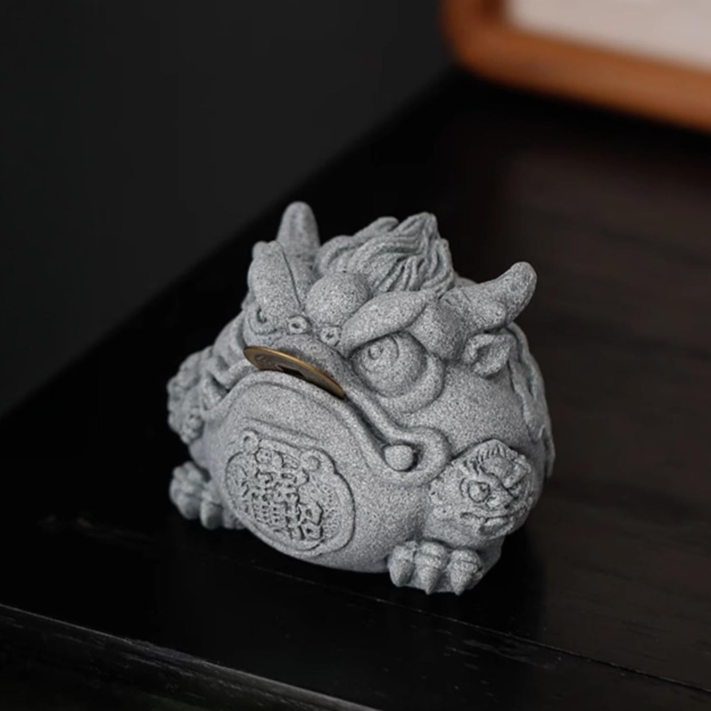 Retro Golden Toad Green Sandstone Tea Pet 9cm Tea Table Decoration Tea Play