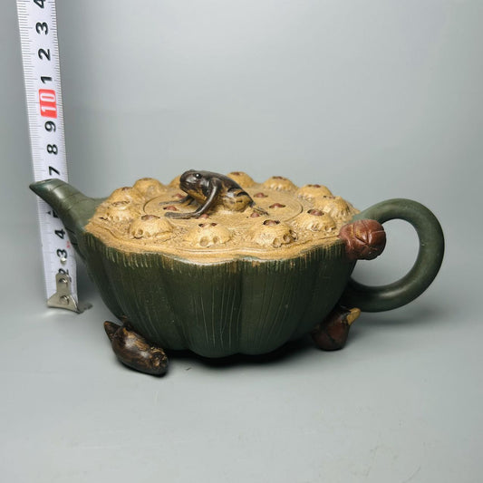 Vintage Chinese Yixing Purple Clay Teapot Zisha Frog Lotus Seed Teaware Collect