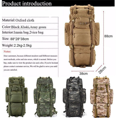 100L Military Tactical Backpack Large Capacity Waterproof Travel Bag Rain Cover