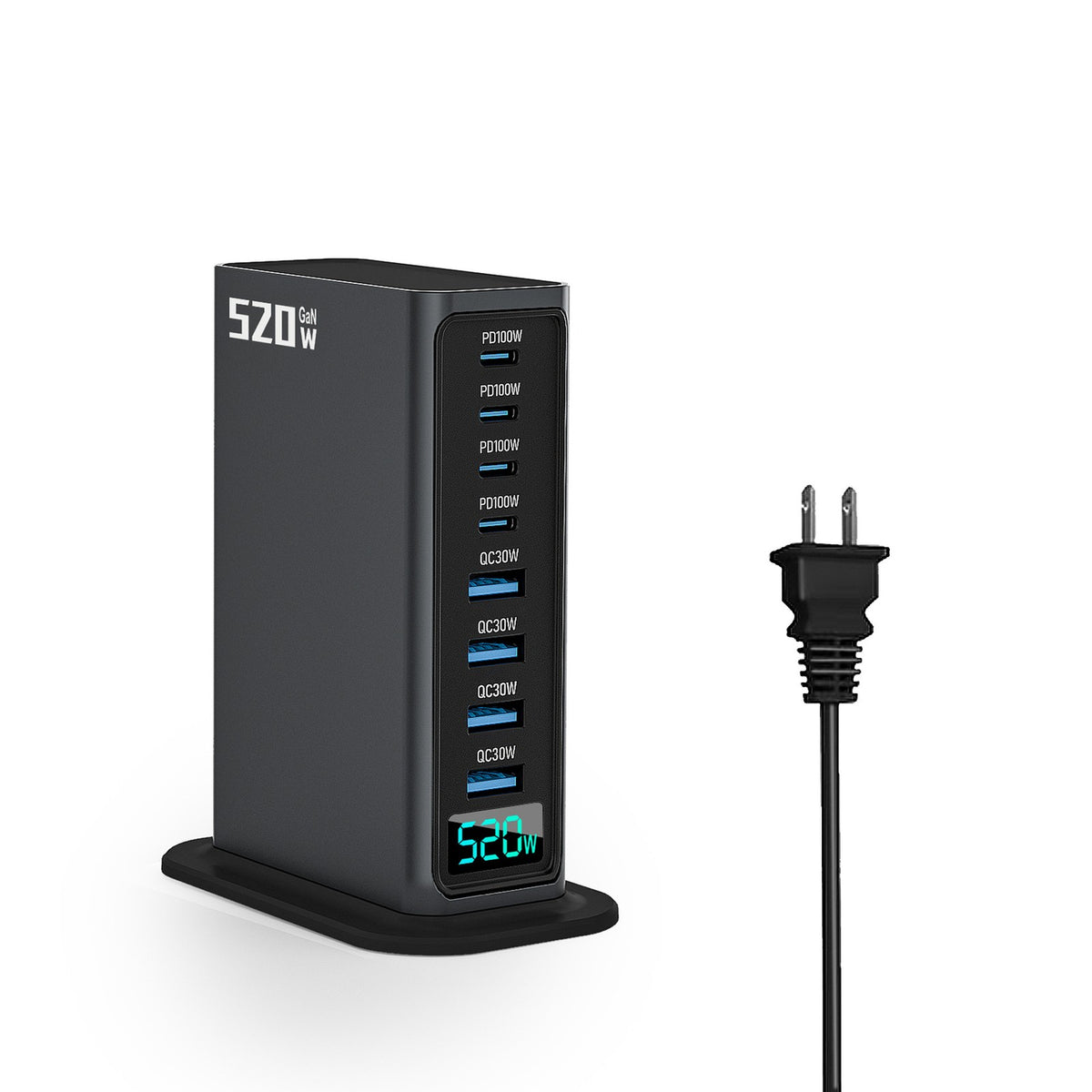 USB C Charger Block, 520w GaN 8 Ports USB C Fast Charger, Desktop Multi Port