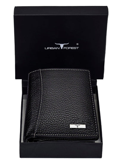New Black Bi-Fold Leather Men's Wallet RFID Protection Gift Item