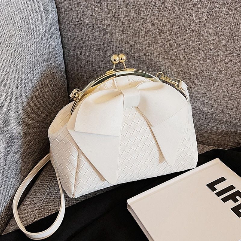 Handbag With Thick Bow Pleated Shoulder Clutch Purses Crossbody Bag 20*23*14 CM