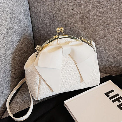 Handbag With Thick Bow Pleated Shoulder Clutch Purses Crossbody Bag 20*23*14 CM