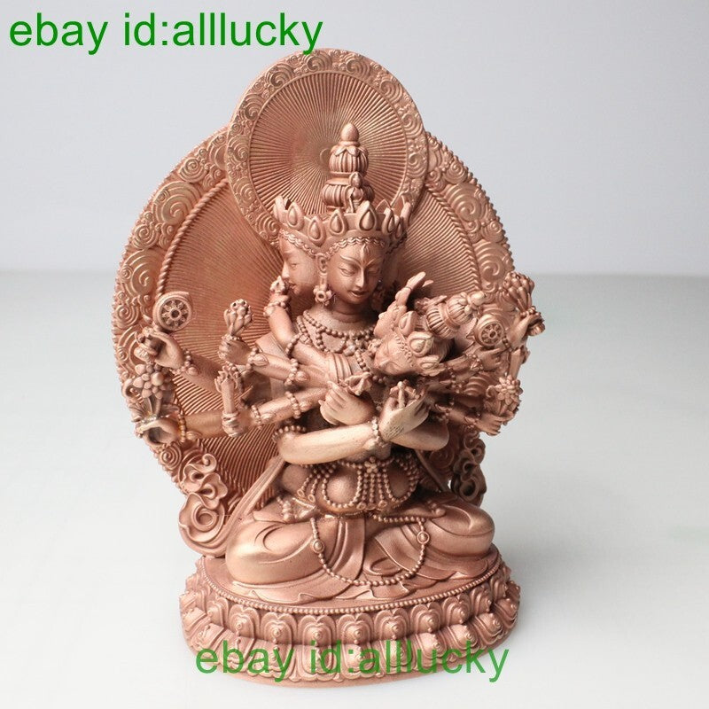 11cm Red Copper Carving Guhyasamaja Buddha Statue Tibet Akshobhyavajra