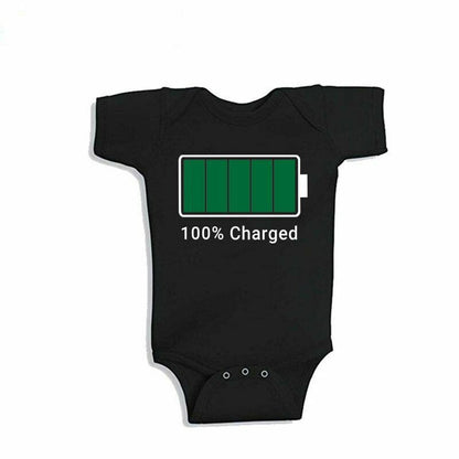 Family Matching T-Shirts Mommy Low Battery Charged Father Kids Baby Bodysuit Son