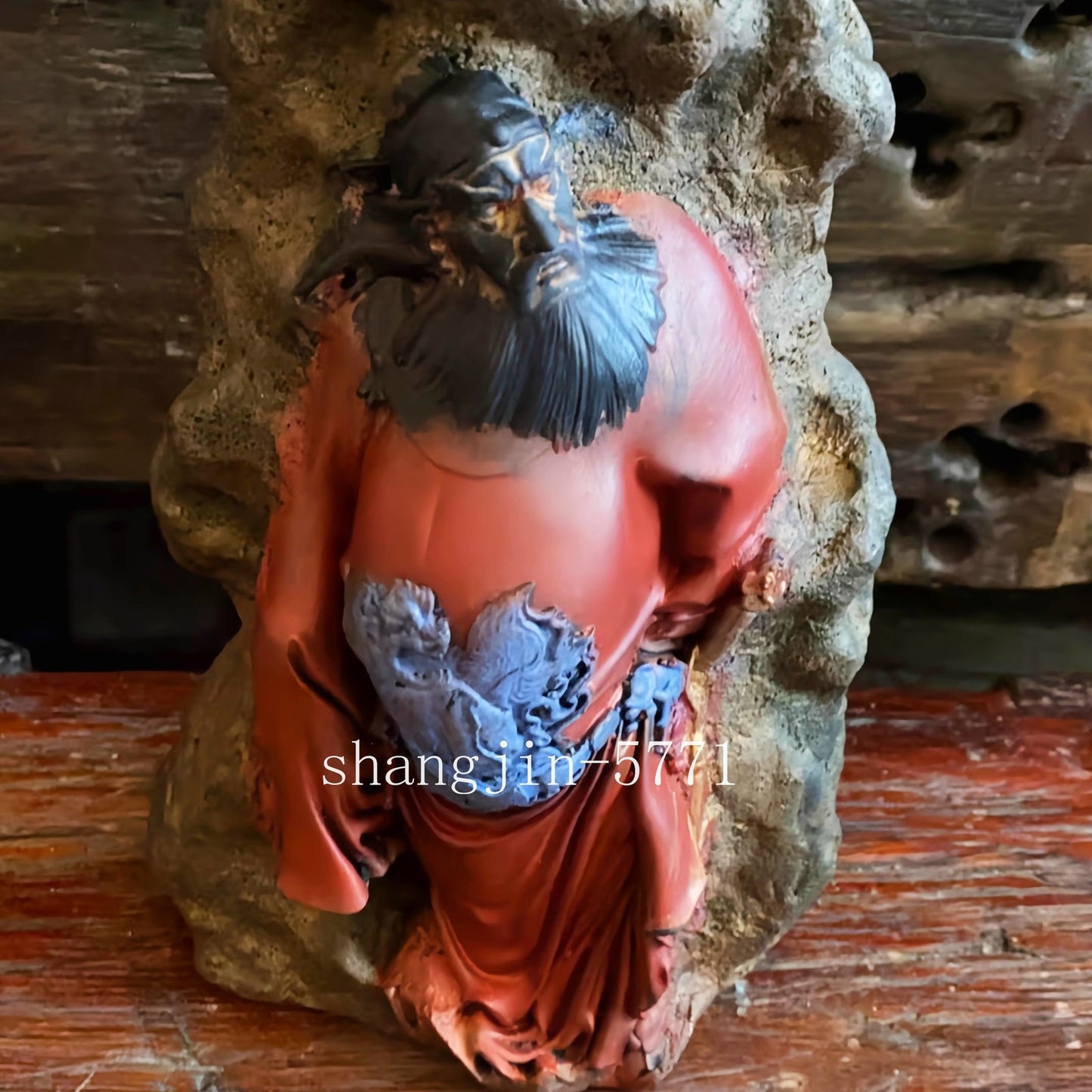 8.3" Color Stone Zhong Kui Statue Figurine Ghost Devil Demon Catcher Killer Deco