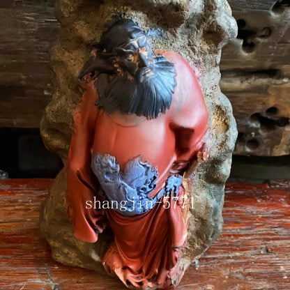 8.3" Color Stone Zhong Kui Statue Figurine Ghost Devil Demon Catcher Killer Deco