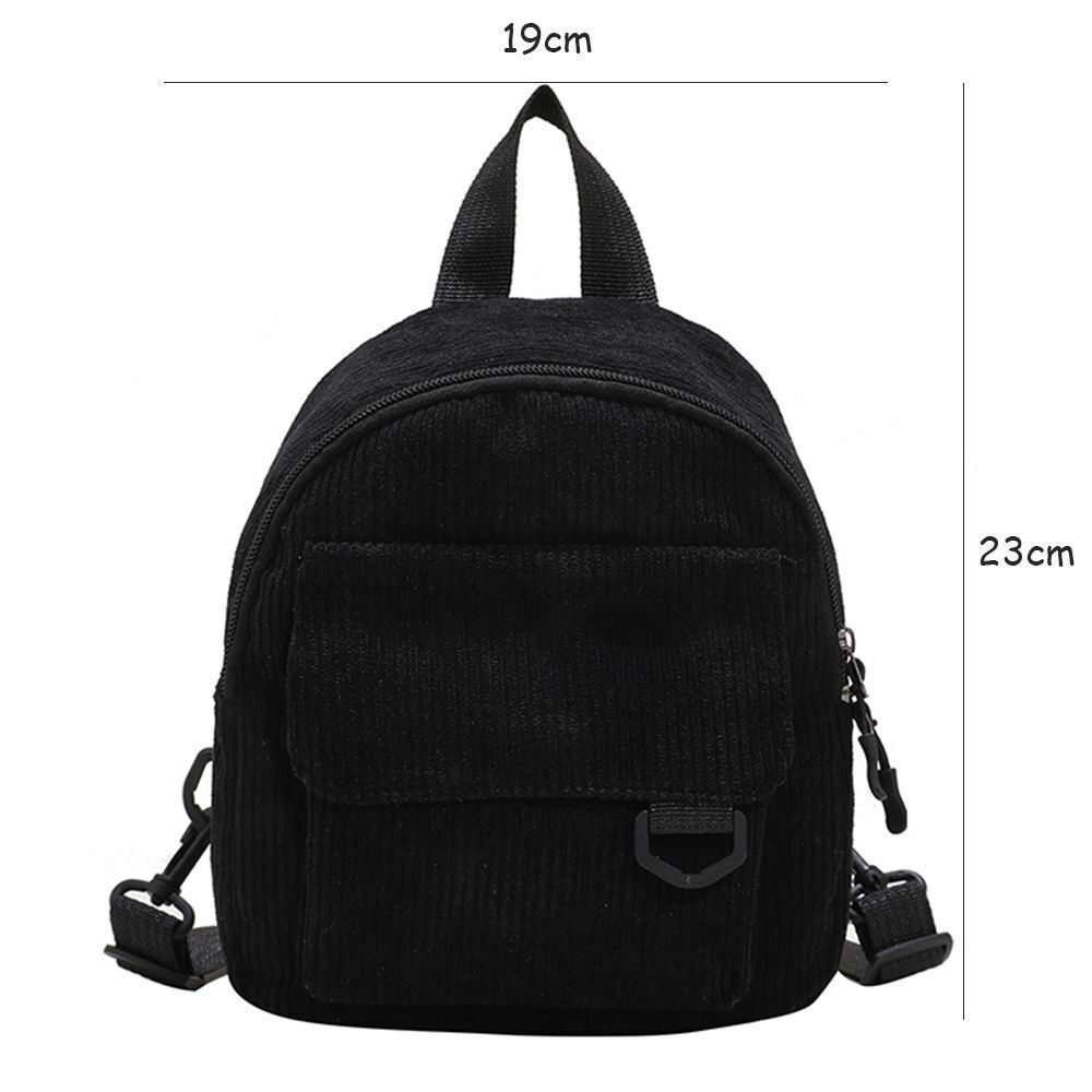 Backpack Solid Color Corduroy Small Backpack Student Bookbag Traveling 23*19*6CM