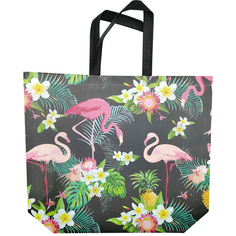 Reusable Shopping Bag Pouch Travel Flamingo Printed Non-woven Fabric Folding Bag