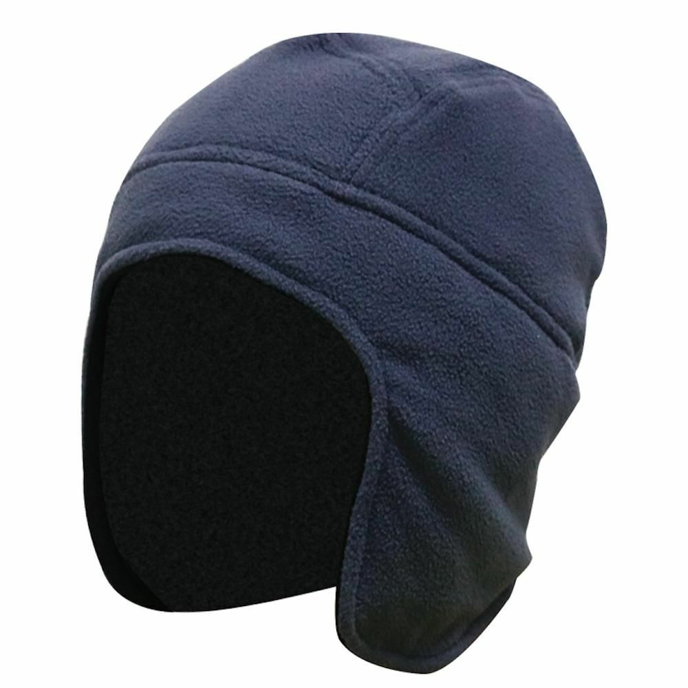 Men Women Warm Fleece Beanie Earflap Solid Color Adjustable Winter Hat Skull Cap