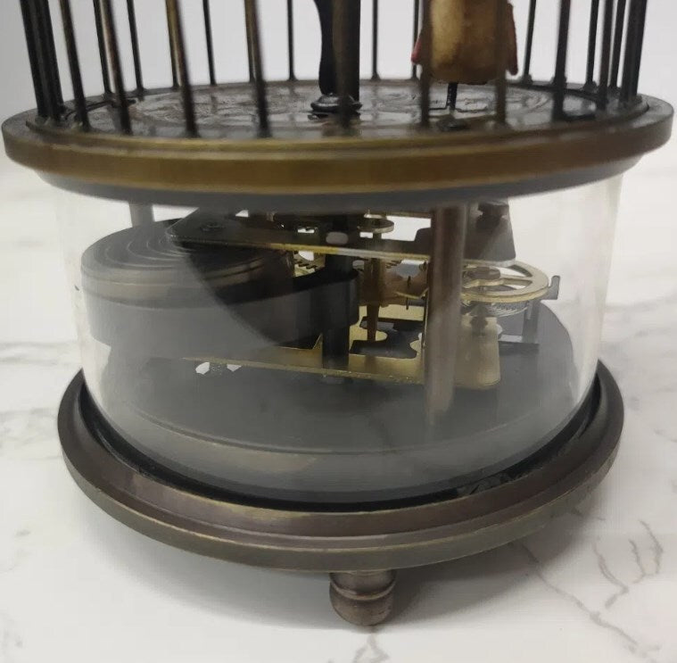 New Good Brass Birdcage Mechanical Table Clock Decor