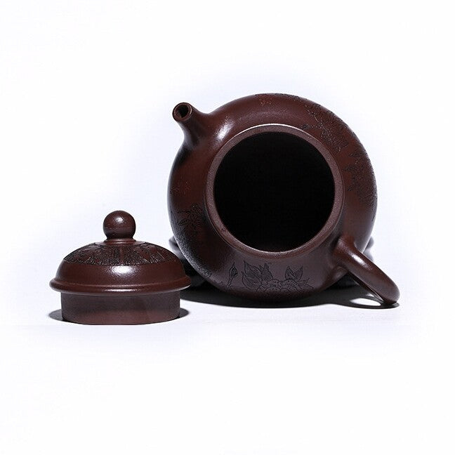 300ml true yixing zisha purple clay tea pot handmade carved certificate paper