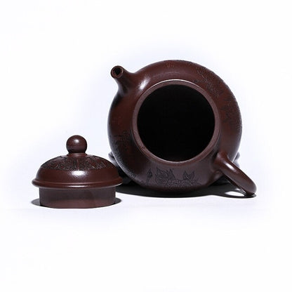 300ml true yixing zisha purple clay tea pot handmade carved certificate paper