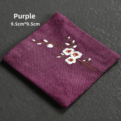 Embroidered Plum Blossom Cotton Tea Coasters|Tea Accessories