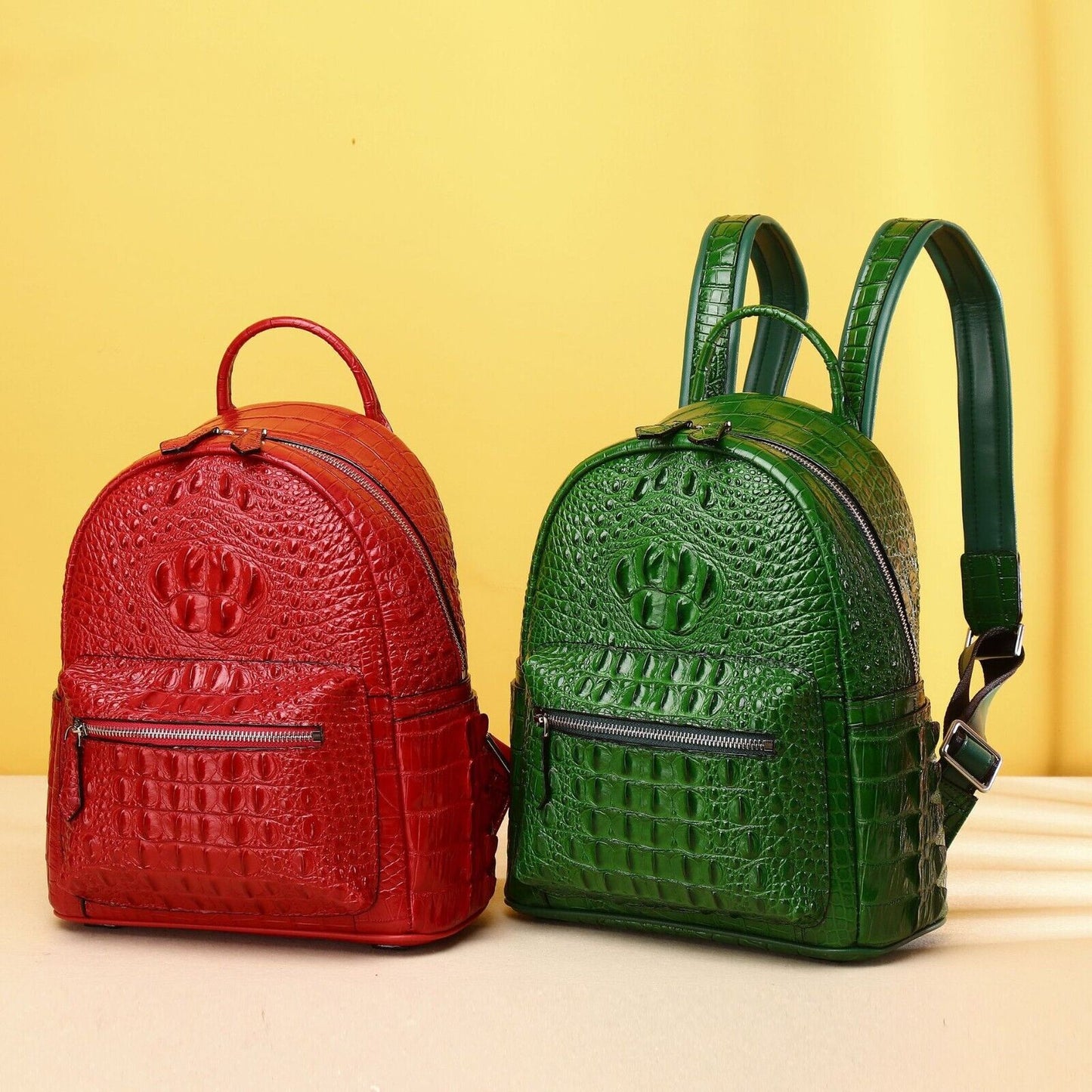 Top Cow Leather Women's bag, Desinger Crocodile Pattern Backpack Travel Bag