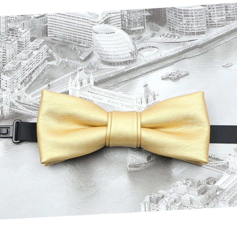 Men Bow Tie PU Leather Patchwork Female Necktie Adult Cravate Wedding Party Wear
