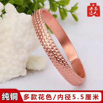 Pure Red Copper Handmade Engraved Bangle for Women